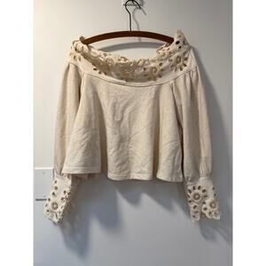 Anthropologie Maeve XS off-the-shoulder eyelet embroidery babydoll blouse